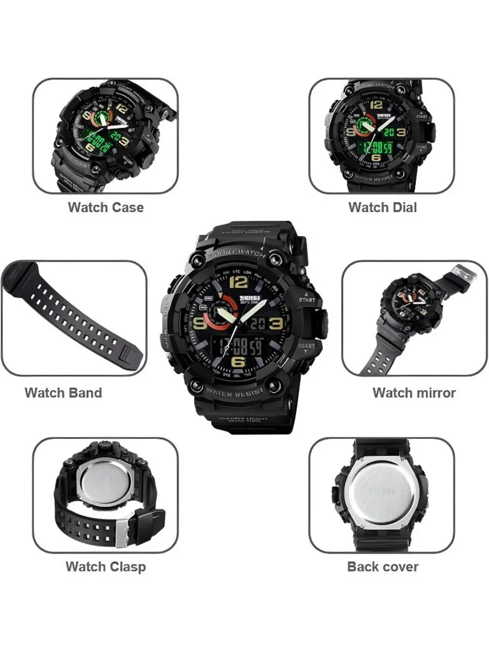 Men Denim&Blue Analog Quartz S-Shock Waterproof Outdoor Sports LED Digital Watch